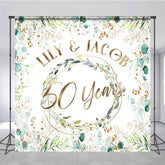 Aperturee Aperturee Custom Name Spring Greenery Leaves 50 Years Backdrop